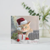Oranje Tabby FLAT 5.25-inch kerst Kaart (Staand voorkant)