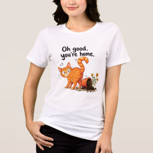 Oranje Tabby Kat Grappige Kat Bloempot Ramp  Tri-Blend Shirt