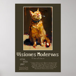 Oranje Tabby Kat Kunstprint Expressionistische Die Poster