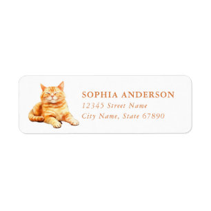 Oranje Tabby Kat Retouradreslabels Etiket