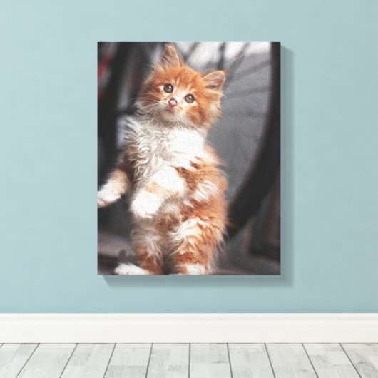 Oranje Tabby Kitten Canvas Afdruk (Insitu (Houten vloer))