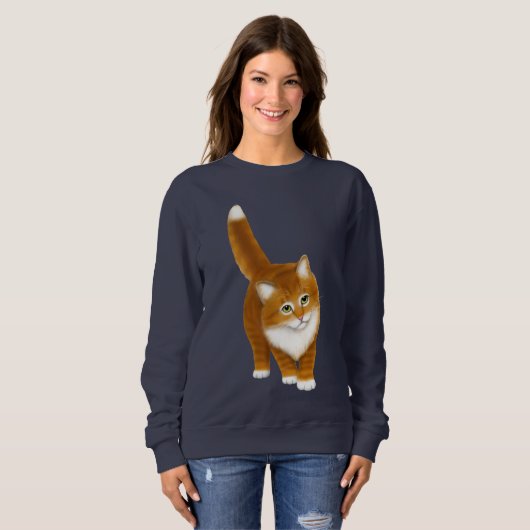 Oranje Tabby Kitten Dames Raglan Sweatshirt (Voorkant volledig)