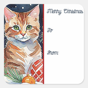 Oranje Tabby Kitten Meowy Kerstcadeau Label