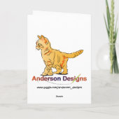 Oranje Tabby Kitten op blauwe verjaardag Kaart (Achterkant)