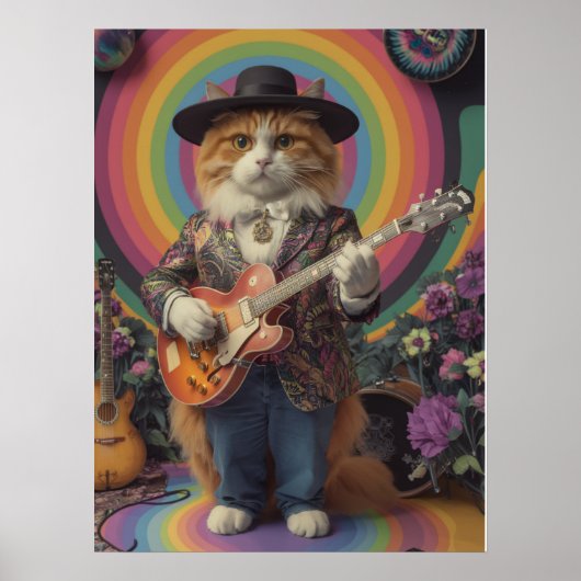 Oranje Tabby Rocker Poster (Voorkant)