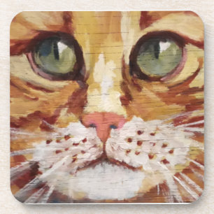 Oranje Tabby Schilderij Detail Bierviltje Bier Onderzetter