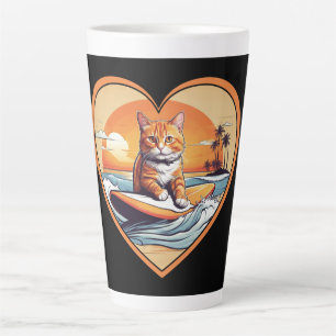 Oranje Tabby Surfkat Latte Mok