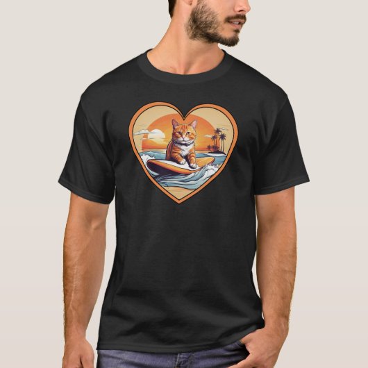 Oranje Tabby Surfkat T-shirt (Voorkant)