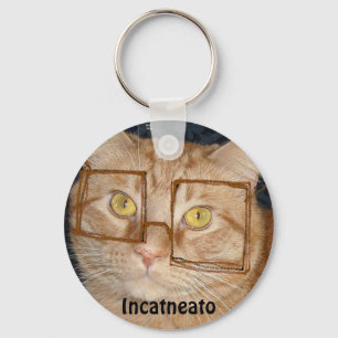 Oranje tablet Cat/Incognito Humor Sleutelhanger