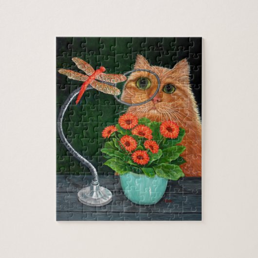 Oranje tablet en dragonfly legpuzzel (Verticaal)