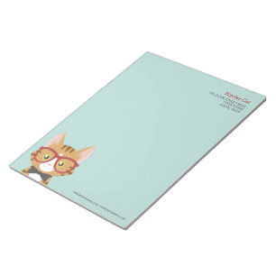 Oranje tablet Hipster Cat Kinder groot notebook Notitieblok