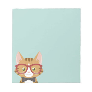 Oranje tablet Hipster Cat Kinder Small Notepad Notitieblok