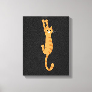 Oranje tablet ingeschakeld Funny Striped Cat Canvas Afdruk