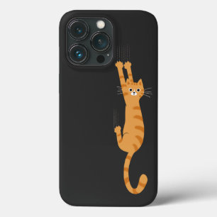 Oranje tablet ingeschakeld Funny Striped Cat iPhone 13 Pro Hoesje