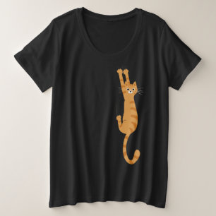 Oranje tablet ingeschakeld   Funny Striped Cat Grote Maat T-shirt