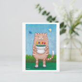 Oranje tablet met bloemen Briefkaart (Staand voorkant)