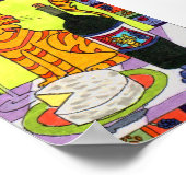 Oranje tablet met wijn en kaasmakerij poster (Hoek)