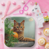 Oranje tablet papieren bordje (Feest)