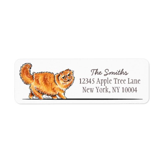 Oranje tablet Perzisch kat uit-uitloop Art™ Simple Etiket (Voorkant)