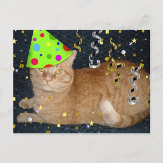 Oranje tablet van Birthday Party Briefkaart