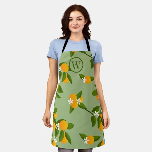 Oranje takken Fruit Patterned Schort (Gedragen)