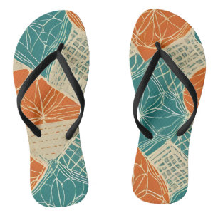 Oranje, Tane en Teal Abstract Teenslippers