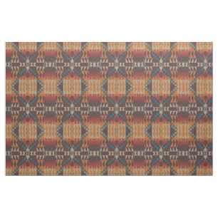 Oranje Taupe Brown Blauwgroen Blauw Etnische Kijk Stof