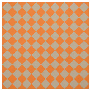 Oranje Taupe Geruite Diamant Patroon Stof