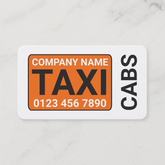 Oranje Taxi Cab Visitekaartje (Voorkant)