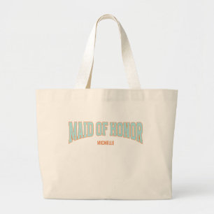 Oranje + Teal Nep Glitter Varsity GETUIGE VAN DE B Grote Tote Bag