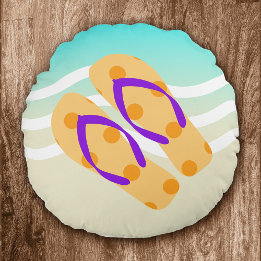 Oranje Teenslipper zomervakantie Rond Kussen