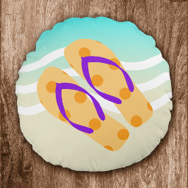 Oranje Teenslipper zomervakantie Rond Kussen