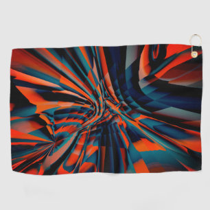 Oranje tekening van vierkantjes die op verdraaide golfhanddoek