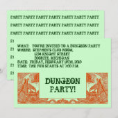ORANJE TEKENINGEN IN DE DUNGEONS ~ PARTIJINVITATIE KAART (Voorkant / Achterkant)