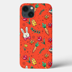 Oranje telefooncel voor paaspatroon iPhone 13 hoesje