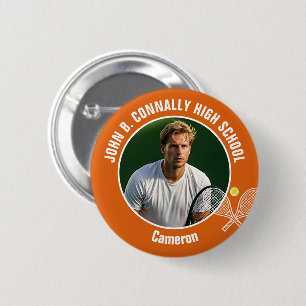 Oranje Tennisspeler Foto Hoge School Geest Ronde Button 5,7 Cm