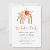 Oranje Terracotta Boho | Rainbow Birthday Party Kaart (Voorkant)