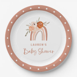 Oranje Terracotta Boho | RegenboogBaby shower Papieren Bordje