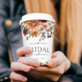 Oranje Terracotta Bourgondië Bloemige Bruidsdouche Papieren Bekers