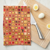 Oranje 'Terracotta' getextureerd mozaïeklantpatroo Theedoek (Quarter Fold)