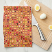 Oranje 'Terracotta' getextureerd mozaïeklantpatroo Theedoek (Quarter Fold)