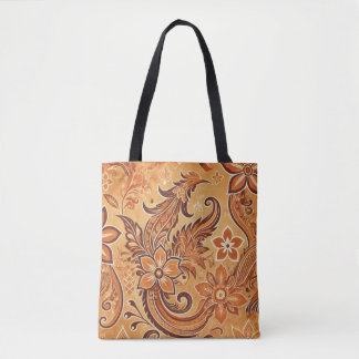 Oranje Terracotta Indonesische Batik Bloemenpatroo Draagtas