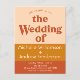 Oranje Terracotta Moderne Retro Uitnodiging Briefkaart