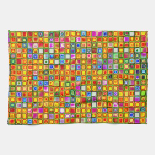 Oranje 'Terracotta' Multicolored Tiles Pattern Theedoek (Horizontaal)