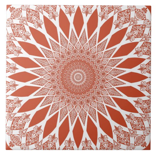 Oranje Terracotta Tristyns Mandala Tegeltje (Voorkant)