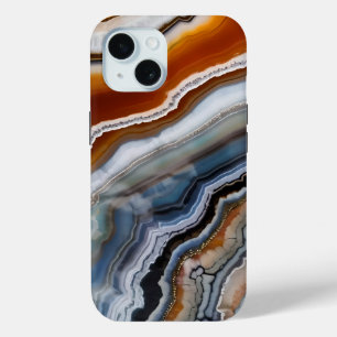 Oranje Terracotta Wit Zwart Blauw Agaat Geode