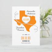 Oranje Texas Curling Ribbon Save the Date (Staand voorkant)