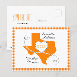 Oranje Texas Curling Ribbon Save the Date Briefkaart