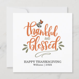 Oranje Thankful & Bless Thanksgiving Kaart