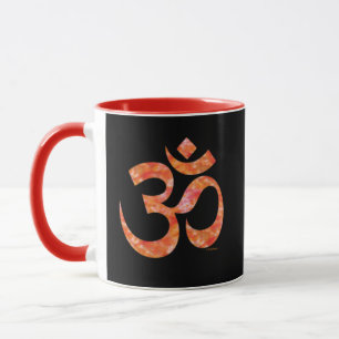Oranje Tie Dye Om Symbool Spirituele Zwarte Combo Mok